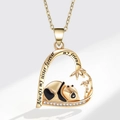 Collana panda cuore dorato con incisione Always my sister forever my friend - XZ426 Cuore Panda Bambù Oro (Ciondolo Solo)