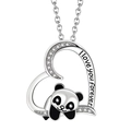 Collana panda a cuore in argento con incisione I Love You Forever e cristalli lucidi - XZ440 Cuore Panda I Love You (Ciondolo Solo)