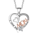 Collana a cuore MOM bicolore con incisione I Love You Forever e zircone brillante - XZ439 Cuore Mom I Love You (Ciondolo Solo)