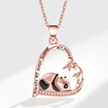 Collana a cuore con panda in oro rosa e incisione Always my sister forever my friend - XZ426 Cuore Panda Bambù Oro Rosa (Ciondolo Solo)
