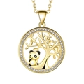Collana Albero della Vita dorata con pendente a cerchio di diamanti e panda - XZ438 Albero della Vita Panda (Ciondolo Solo)