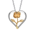 Elegante collana a cuore bicolore con rosa dorata e cristalli scintillanti - XZ437 Cuore Rosa Tono Oro (Ciondolo Solo)