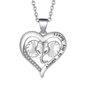 Silver elephant heart necklace with white crystals and Always in my heart engraving - XZ346 Heart Elephant (Pendant Only)