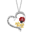 Silver heart ladybug necklace with zircons and engraved Love You to the Moon and Back quote - XZ308 Heart Ladybug Flower (Pendant Only)