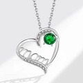 Collana cuore argento con gemma verde e incisione mom per regalo festa della mamma - XZ435 Cuore Mom Pietra Verde (Ciondolo Solo)