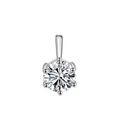 Classic six-prong solitaire pendant necklace with round brilliant cut sparkling stone - White Gold (Pendant Only - Without Chain)