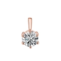 Classic six-prong 18K rose gold necklace with round brilliant moissanite pendant - Rose Gold (Pendant Only - Without Chain)
