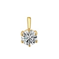 Classic six-prong 18K gold necklace with a round brilliant moissanite stone pendant - Gold (Pendant Only - Without Chain)