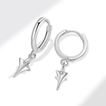 Créoles minimalistes en argent avec pendentifs étoile et oxydes de zirconium - Or blanc