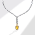 Luxurious V-shaped silver necklace featuring a pear-cut yellow gemstone pendant - Pendant Only - Water Drop Pear Shaped Yellow Style (XZ458) / White Gold