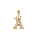 Colgante letra A dorada con corona y piedras de circonita blanca brillantes - Oro (Letra A)