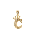 Colgante corona inicial C dorada con pavé de circonitas brillantes para collar - Oro (Letra C)