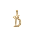 Colgante de corona con letra D dorada y circonitas brillantes en collar elegante - Oro (Letra D)