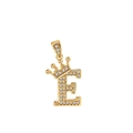 Collana con corona dorata e ciondolo lettera E decorato con pietre di zirconia cubica - Oro (Lettera E)