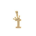 Ciondolo a corona dorato con lettera I e pietre di zircone per donne alla moda - Oro (Lettera I)