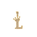 Collana con ciondolo a corona iniziale L dorata e pietre di zircone cubico - Oro (Lettera L)