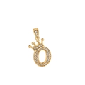Ciondolo lettera O dorata con corona e zirconi scintillanti per signora - Oro (Lettera O)