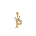 Ciondolo a corona dorata con lettera P e scintillanti zirconi cubici incastonati - Oro (Lettera P)