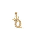 Pendente corona lettera Q dorata con pavé di zirconi cubici scintillanti - Oro (Lettera Q)
