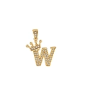 Pendente lettera W dorato con corona e zirconi per collane personalizzate - Oro (Lettera W)