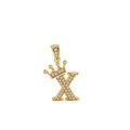 Ciondolo lettera X dorato con corona e decorato con zirconi brillanti incastonati - Oro (Lettera X)