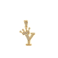 Collana con pendente lettera Y con corona dorata e pavé di zirconi cubici luminosi - Oro (Lettera Y)
