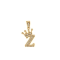 Collana con corona dorata e lettera iniziale Z con pietre di zircone incastonate - Oro (Lettera Z)