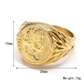 Retro golden Caesar Emperor signet ring in stainless steel with coin relief portrait - US 7 / Gold