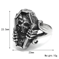 Gothic punk coffin skull ring in retro stainless steel for men with ornate side patterns - US 7 / Steel