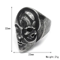 Gothic punk yin yang skull ring in vintage titanium steel, 32mm height and 21g weight - US 7 / Antique Silver