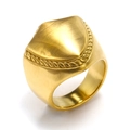 Herren Hip-Hop Goldener Schildring mit gebürstetem Metall und Seilrand-Details - US 7 / Gold