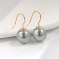 Orecchini minimalist in argento s925 con perle grigio scuro e ganci dorati eleganti - Stile Taglia Standard (PED335) / Perla Grigia Tono Oro