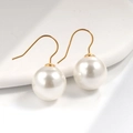 Eleganti orecchini vintage con perle e ganci dorati dallo stile francese di lusso - Stile Extra Large (PED335) / Perla Bianca Tono Oro