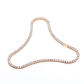 Élégant collier tennis en or rose avec zircons cubiques ronds et serti à quatre griffes - Or rose