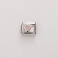 Charm italiano in acciaio inossidabile con cuore in smalto rosa e freccia di cupido - 1 Pezzo / Cuore con Freccia (#07)
