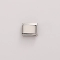 Modulo charm italiano quadrato in acciaio inossidabile lucido per bracciale fai da te - 1 Pezzo / Argento Lucido Semplice (#09)