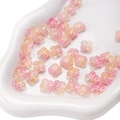 Pink and orange gradient flower glass beads for DIY jewelry making displayed on a tray - 10mm Hole Approx 1mm 10 Pieces/Pack / Yellow-Pink