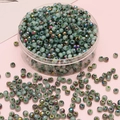 4mm light green glass seed beads with AB color coating in a clear plastic round container - 4mm 10g/Pack / Green