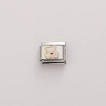 Maglia charm italiana con orsetto in smalto crema e cuore rosso in acciaio inossidabile - 1 Pezzo / Orsetto Cuore (#15)