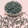 4mm iridescent grey-green glass seed beads for DIY jewelry making in a plastic box - 4mm 10g/Pack / Verdant
