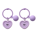 Cute purple heart-shaped smiley face keychain with matching ball pendant and ring - Purple Heart Style (#10)