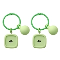Set di due portachiavi verde chiaro in resina con faccine, perline e anelli in metallo - Stile Quadrato Verde (#11)