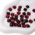 Deep red translucent flower-shaped 10mm glass beads for DIY jewelry and crafts - Red Black