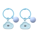 Sky blue cloud smiley face keychain with matching bead and snap ring for bags - Cloud Shape / Blue