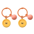 Pink and orange macaron smiley face keychain with metal ring for bags and DIY - Round Shape / Orange