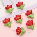 Handmade 18x22mm red tulip glass beads with green leaves for DIY jewelry making - 18x22mm (1 Piece/Pack) / Red Small Flower