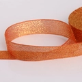 Sparkling orange-gold glitter ribbon for gift wrapping and floral decoration - Narrow / Red