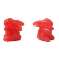 DIY jewelry charm featuring two red resin rabbits with detailed textures and top holes - Little Rabbit Pendant / 2 Pieces/Pack (16x14mm) / Red