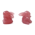 Cute pink resin rabbit charms for DIY jewelry making with translucent finish - Bean Paste Red