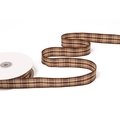 Klassiek bruin en beige geruit geschenklint op witte spoel voor DIY-knutselwerk en cadeau - 5 Yards/Verpakking / Bruine Ruit Breedte 2.5cm